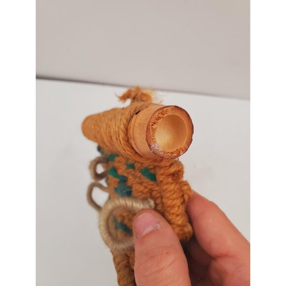 French mirror 1960 1970 macrame rope wood vintage old countryside chic boho and - Picture 10 of 10